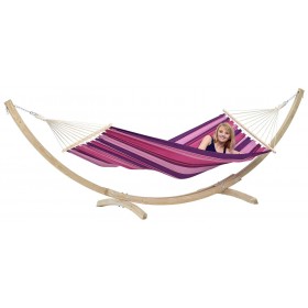 Hamac deux Places sur pied : Starset Candy support bois avec hamac barre bois Tonga Amazonas