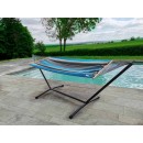 Set hamac support m&eacute;tal anthracite avec hamac turquoise anthracite 140x300 cm