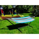 Set hamac support m&eacute;tal anthracite avec hamac turquoise anthracite 140x300 cm