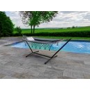 Set hamac support m&eacute;tal anthracite avec hamac &agrave; franges anthracite 140x300 cm