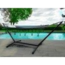 Set hamac support m&eacute;tal anthracite avec hamac &agrave; franges anthracite 140x300 cm