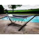Set hamac support m&eacute;tal anthracite avec hamac &agrave; franges anthracite 140x300 cm