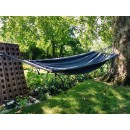 Set hamac support m&eacute;tal anthracite avec hamac &agrave; franges anthracite 140x300 cm