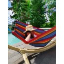 Set hamac Week-end Jobek support bois klass350 hamac kocon multicolore 140x340 cm