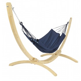 Hamac deux Places sur pied : Set hamac Week-end Jobek support bois klass350 hamac kocon Marine 140x340 cm