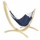Set hamac Week-end Jobek support bois klass350 hamac kocon Marine 140x340 cm