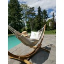 Set hamac Week-end Jobek support bois klass350 hamac kocon Taupe 140x340 cm