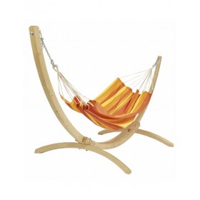 Hamac deux Places sur pied : Set hamac Week-end Jobek support bois klass350 hamac kocon Sunny 140x340 cm