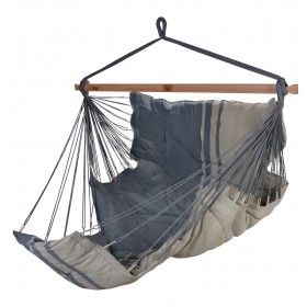 Hamac Assis sur Pied : Chaise Hamac Konfort Jobek toile molletonn&eacute;e coloris Anthracite taupe