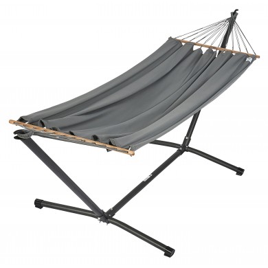 Set hamac support métal hamac Kolor 100x300cm barre bois anthracite