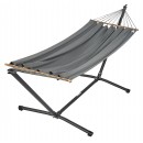 Set hamac support m&eacute;tal hamac Kolor 100x300cm barre bois anthracite