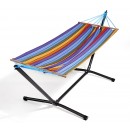 Set hamac support m&eacute;tal hamac Kolor 100x300cm barre bois multicolore