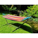 Set hamac support m&eacute;tal hamac Kolor 100x300cm barre bois multicolore