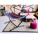 Set hamac support m&eacute;tal hamac Kolor 100x300cm barre bois multicolore