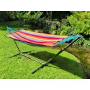 Set hamac support m&eacute;tal hamac Kolor 100x300cm barre bois multicolore