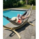 Set hamac Week-end Jobek support bois klass350 hamac kocon Rainbow 140x340 cm