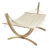 Set hamac et support bois Kompagnon 320 Jobek hamac écru à franges