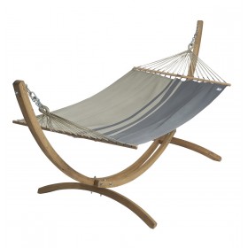 Hamac avec support : Set hamac et support bois Kompagnon 320 Jobek hamac Anthracite Taupe