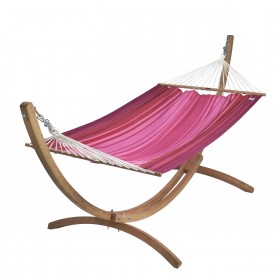 Hamac avec support : Set hamac et support bois Kompagnon 320 Jobek hamac Rouge Fuchsia Rose