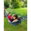 Hamac Kocon Jobek sans barre bois coloris Anthracite &agrave; Franges 140x340 cm