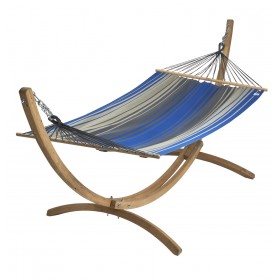 Hamac avec support : Set Eskapade support bois Kompagnon 320 avec hamac 125x200cm Jobek Bleu Royal
