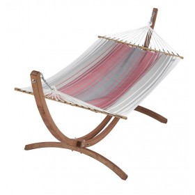 Hamac avec support : Set Eskapade support bois Kompagnon 320 avec hamac 125x200cm Jobek Rubis Argent&eacute;