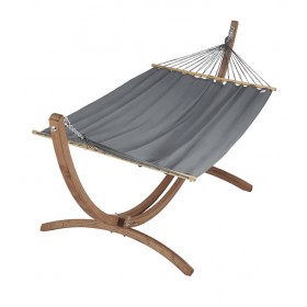 Hamac avec support : Set Eskapade support bois Kompagnon 320 avec hamac 125x200cm Jobek Anhracite Uni