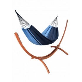 Hamac deux Places sur pied : Set hamac Week-end Jobek support bois klass350 hamac kocon 140x340 cm Cara&iuml;bes