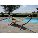 Set hamac Week-end Jobek support bois klass350 hamac kocon 140x340 cm Anthracite &agrave; franges
