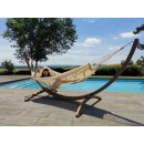 Set hamac Week-end Jobek support bois klass350 hamac kocon 140x340 cm Anthracite &agrave; franges