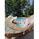 Set hamac Week-end Jobek support bois klass350 hamac kocon 140x340 cm Anthracite &agrave; franges