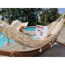 Set hamac Week-end Jobek support bois klass350 hamac kocon 140x340 cm Anthracite &agrave; franges