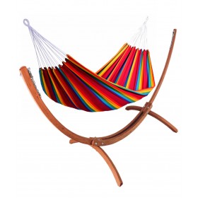 Hamac deux Places sur pied : Set hamac Week-end Jobek support bois klass350 hamac kocon 140x340 cm Fortaleza