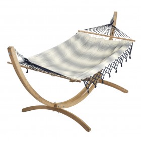 Hamac avec support : Set hamac et support bois Kompagnon 320 Jobek hamac &agrave; franges marines