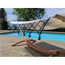Set hamac et support bois Kompagnon 320 Jobek hamac marine &agrave; franges