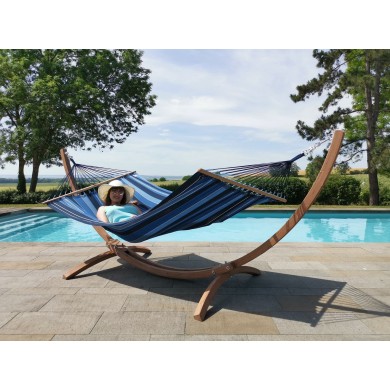 Set hamac et support bois Kompagnon 320 Jobek hamac bleu saphir