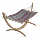 Set hamac et support bois Kompagnon 320 Jobek hamac Rouge Gris certifi&eacute; FSC Mix