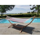 Set hamac et support bois Kompagnon 320 Jobek hamac Rouge Gris certifi&eacute; FSC Mix