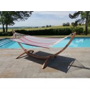 Set hamac et support bois Kompagnon 320 Jobek hamac Rouge Gris certifi&eacute; FSC Mix