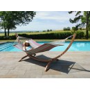 Set hamac et support bois Kompagnon 320 Jobek hamac Rouge Gris certifi&eacute; FSC Mix
