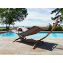 Set hamac et support bois Kompagnon 320 Jobek hamac Rouge Gris certifi&eacute; FSC Mix