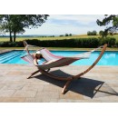Set hamac et support bois Kompagnon 320 Jobek hamac Rouge Gris certifi&eacute; FSC Mix