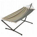 Set hamac Jobek  support m&eacute;tal Anthracite avec hamac Taupe 140x300 cm