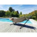 Set hamac Jobek  support m&eacute;tal Anthracite avec hamac Taupe 140x300 cm