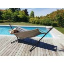 Set hamac Jobek  support m&eacute;tal Anthracite avec hamac Taupe 140x300 cm