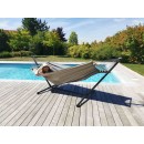 Set hamac Jobek  support m&eacute;tal Anthracite avec hamac Taupe 140x300 cm