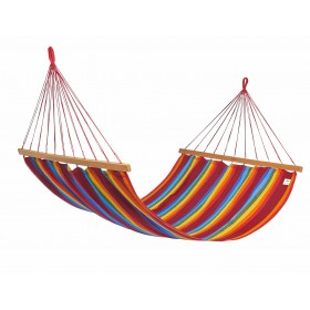 Hamac double &agrave; barre bois : hamac Jobek Kouple Fortaleza 350 cm toile de 140x200cm avec barre bois 140 cm