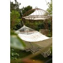 Hamac Palacio Boho &eacute;cru Amazonas toile 240 x 160 cm longueur 360 cm barre bois 140 cm