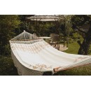 Hamac Palacio Boho &eacute;cru Amazonas toile 240 x 160 cm longueur 360 cm barre bois 140 cm