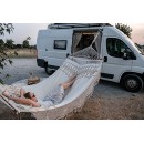 Hamac Palacio Boho &eacute;cru Amazonas toile 240 x 160 cm longueur 360 cm barre bois 140 cm